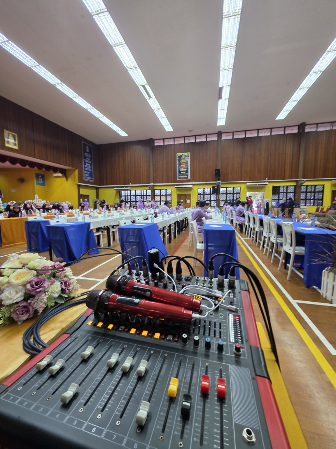 Mixer and microphones prepared in Dewan Anggerek